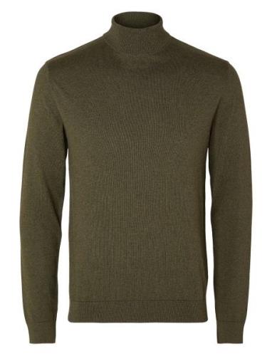 Slhberg Roll Neck Noos Tops Knitwear Turtlenecks Khaki Green Selected ...