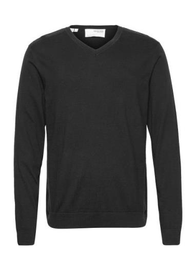 Slhberg Ls Knit V- Neck B Ex Tops Knitwear V-necks Black Selected Homm...