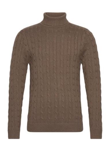 Slhryan Structure Roll Neck W Tops Knitwear Turtlenecks Brown Selected...