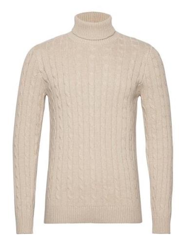 Slhryan Structure Roll Neck W Tops Knitwear Turtlenecks Beige Selected...