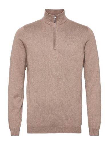 Espen Half-Zip Tops Knitwear Half Zip Jumpers Beige Urban Pi Ers