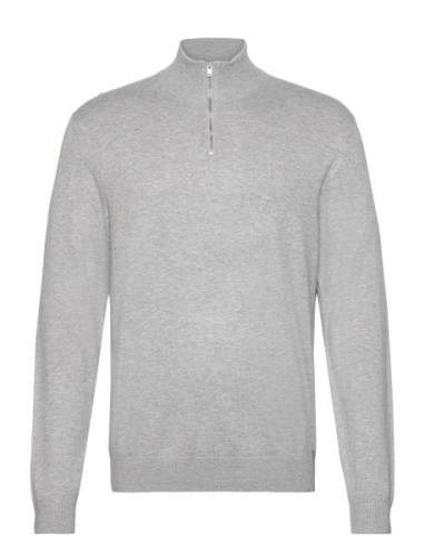 Ecovero Half Zip L/S Knit Tops Knitwear Half Zip Jumpers Grey Lindberg...