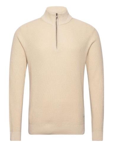 Bhcodford Half-Zipp Pullover Tops Knitwear Half Zip Jumpers Cream Blen...