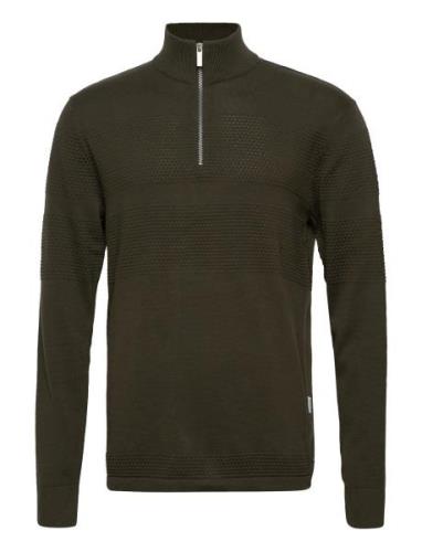 Slhmaine Ls Knit Half Zip W Tops Knitwear Half Zip Jumpers Khaki Green...