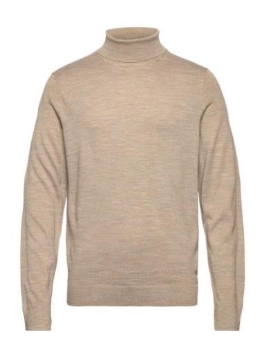 Slhtown Merino Coolmax Knit Roll B Tops Knitwear Turtlenecks Beige Sel...