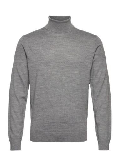 Slhtown Merino Coolmax Knit Roll B Tops Knitwear Turtlenecks Grey Sele...