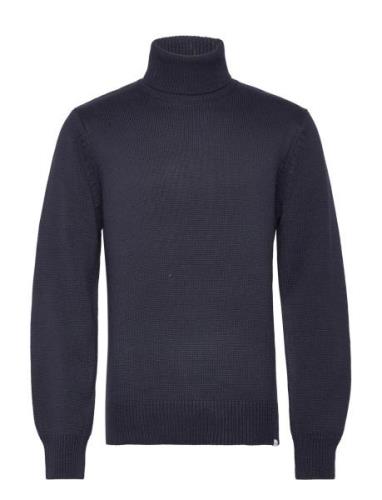 Grant Turtleneck Cotton Knit Tops Knitwear Turtlenecks Navy Les Deux