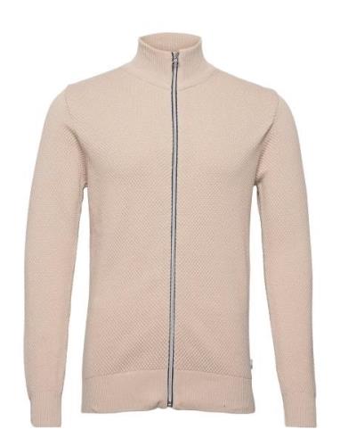 Erik Zip Tops Knitwear Full Zip Jumpers Beige Kronstadt