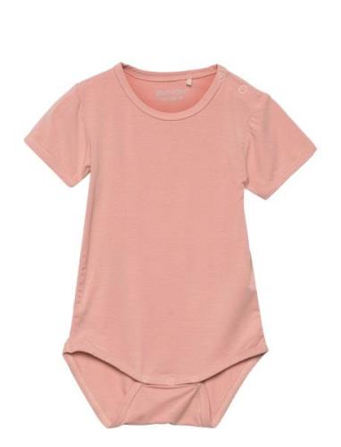 Body Ss - Bamboo Bodies Short-sleeved Pink Minymo