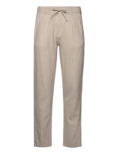 Linen Blend Herringb Pants Bottoms Trousers Casual Beige Lindbergh