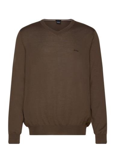 Baram-L Tops Knitwear V-necks Brown BOSS