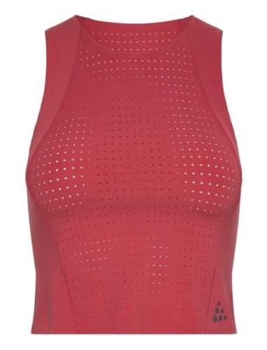 Adv T Perforated Tank W Sport Crop Tops Sleeveless Crop Tops Red Craft