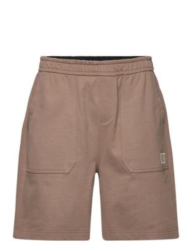 Shrunken Badge Hwk Short Bottoms Shorts Sweat Shorts Brown Calvin Klei...