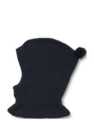 Knitted Balaclava Pomi Accessories Headwear Balaclava Navy Wheat