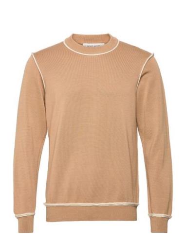 Beckett Contrast Jumper Designers Knitwear Round Necks Beige Wood Wood