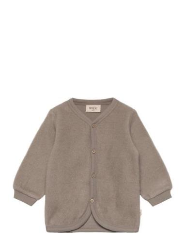 Wool Fleece Cardigan Tops Knitwear Cardigans Grey Wheat