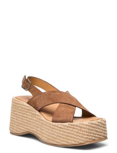 Rattan Sandal Shoes Summer Shoes Platform Sandals Beige Apair