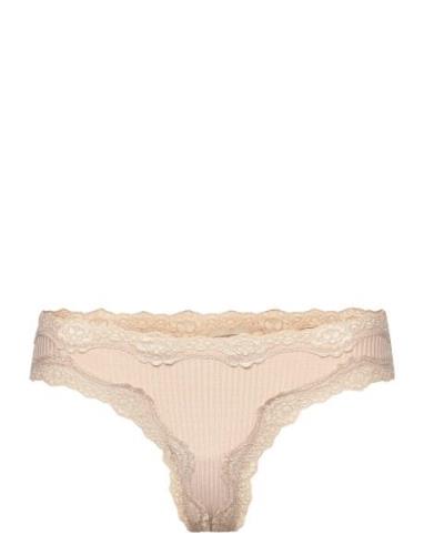 Silk Brasilian W/ Lace Lingerie Panties Brazilian Panties Beige Rosemu...