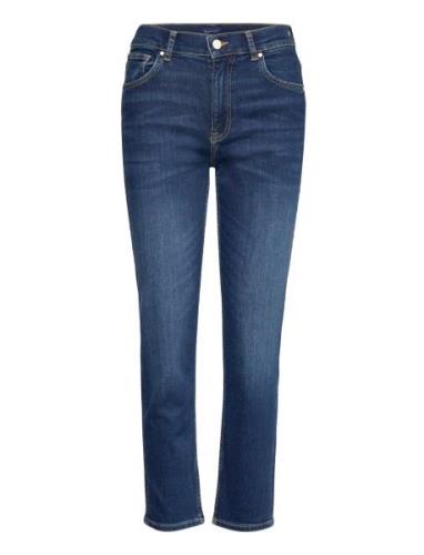 Cropped Slim Jeans Bottoms Jeans Slim Blue GANT