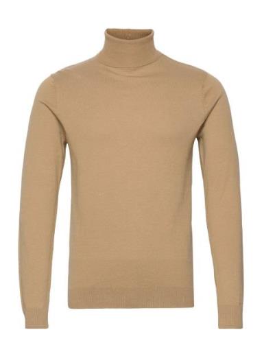 Slhreg-J S Knit Plain Roll Neck O Tops Knitwear Turtlenecks Beige Sele...