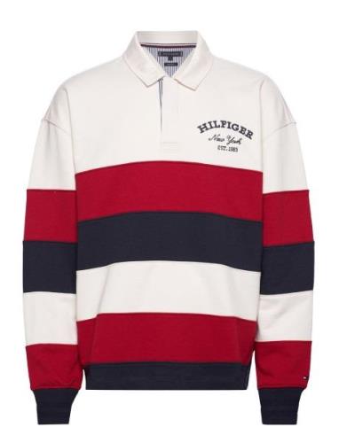 Stripe Prep Rugby Tops Polos Long-sleeved White Tommy Hilfiger