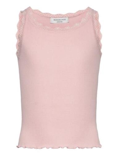 Rkbeatha Sl Top W/ Lace Tops T-shirts Sleeveless Pink Rosemunde Kids