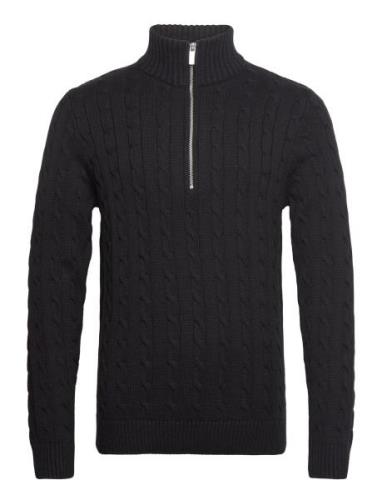 Slhryan Structure Half Zip Tops Knitwear Half Zip Jumpers Black Select...