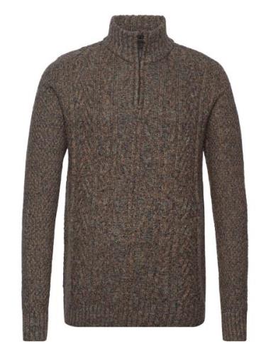 Men`s Pullover Tops Knitwear Half Zip Jumpers Brown Garcia