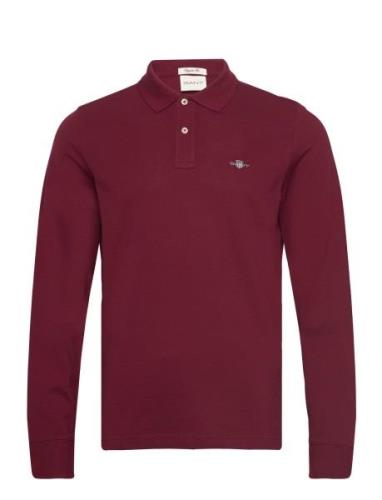 Reg Shield Ls Pique Rugger Tops Polos Long-sleeved Burgundy GANT