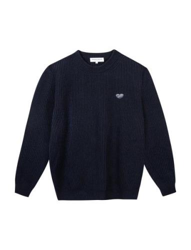 Mulot Patch Coeur Designers Knitwear Round Necks Navy Maison Labiche P...