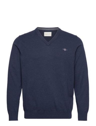 Classic Cotton V-Neck Tops Knitwear V-necks Blue GANT