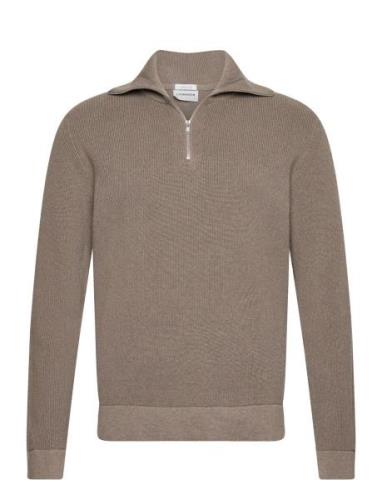 Half Zip Sweater Tops Knitwear Half Zip Jumpers Beige Lindbergh