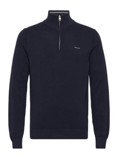 Cotton Pique Halfzip Tops Knitwear Half Zip Jumpers Navy GANT