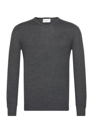 Bs Uranus Regular Fit Knitwear Tops Knitwear V-necks Grey Bruun & Sten...