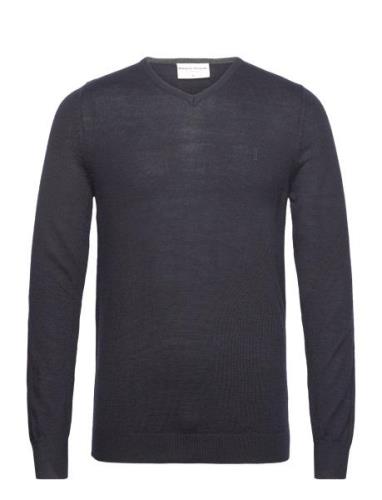 Bs Uranus Regular Fit Knitwear Tops Knitwear V-necks Navy Bruun & Sten...