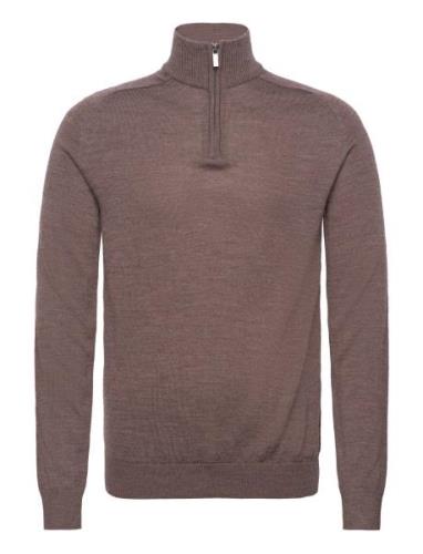 Bs Pelle Regular Fit Knitwear Tops Knitwear Half Zip Jumpers Brown Bru...