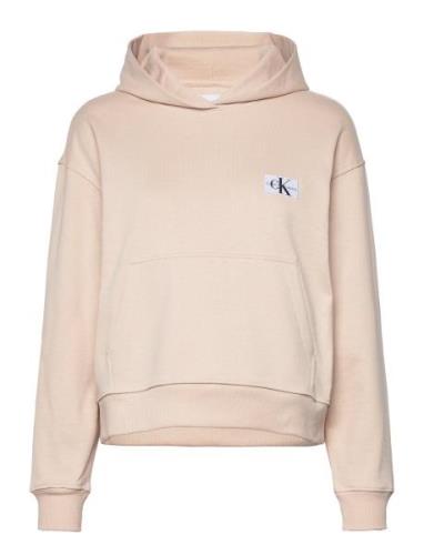 Woven Label Hoodie Tops Sweat-shirts & Hoodies Hoodies Beige Calvin Kl...