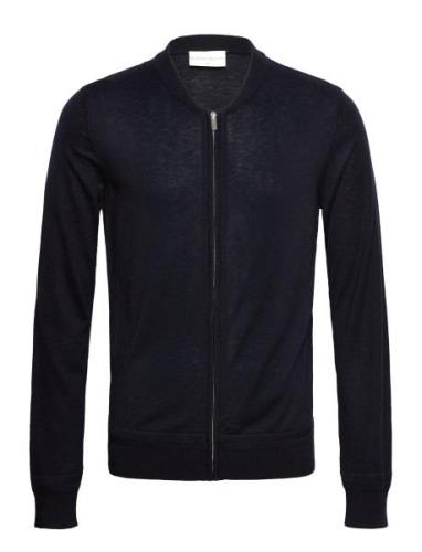 Bs Elias Regular Fit Knitwear Tops Knitwear Full Zip Jumpers Navy Bruu...