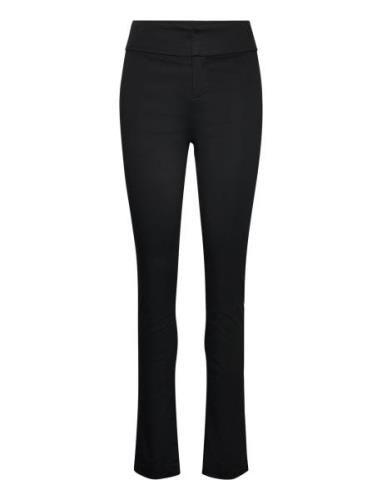 Trousers W/ Slit Bottoms Trousers Slim Fit Trousers Black Rosemunde