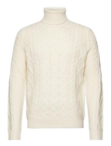 Onsrigge Reg 3 Cable Roll Neck Knit Tops Knitwear Turtlenecks Cream ON...