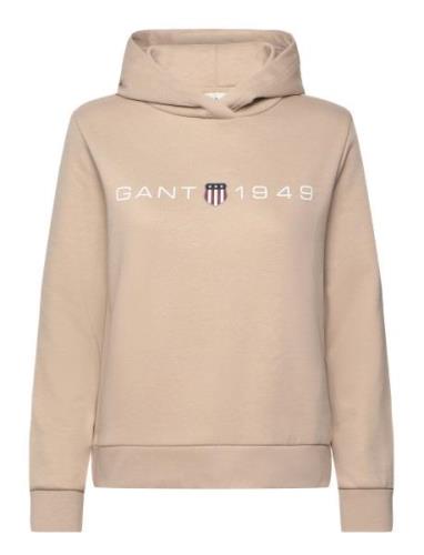 Reg Printed Graphic Hoodie Tops Sweat-shirts & Hoodies Hoodies Beige G...