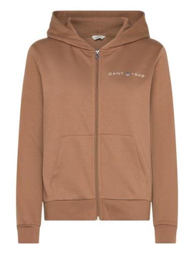 Reg Printed Graphic Zip Hood Tops Sweat-shirts & Hoodies Hoodies Brown...