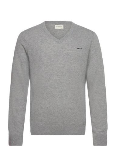 Extrafine Lambswool V-Neck Tops Knitwear V-necks Grey GANT