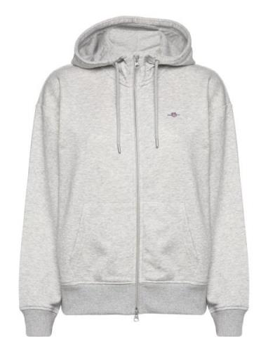 Rel Shield Zip Hoodie Tops Sweat-shirts & Hoodies Hoodies Grey GANT