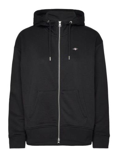 Rel Shield Zip Hoodie Tops Sweat-shirts & Hoodies Hoodies Black GANT