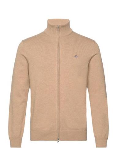 Casual Cotton Zip Cardigan Tops Knitwear Full Zip Jumpers Beige GANT