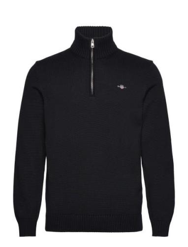 Casual Cotton Half Zip Tops Knitwear Half Zip Jumpers Black GANT