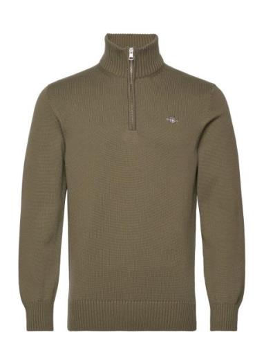 Casual Cotton Half Zip Tops Knitwear Half Zip Jumpers Green GANT