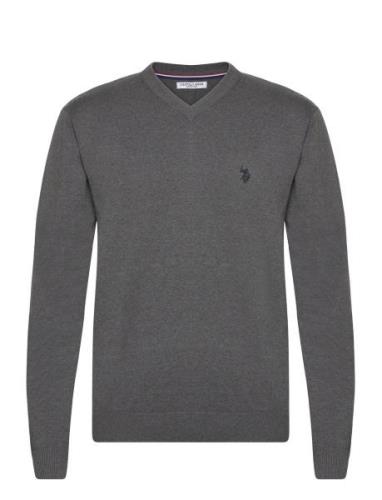 Uspa V-Neck Knit Cosmo Men Tops Knitwear V-necks Grey U.S. Polo Assn.