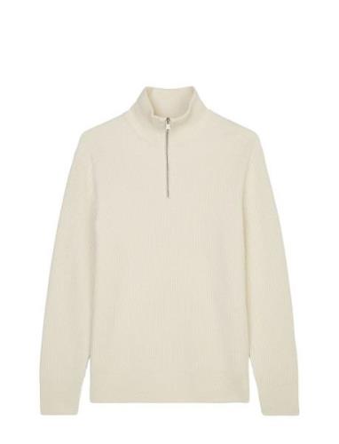 Pullover Long Sleeve Tops Knitwear Half Zip Jumpers White Marc O'Polo